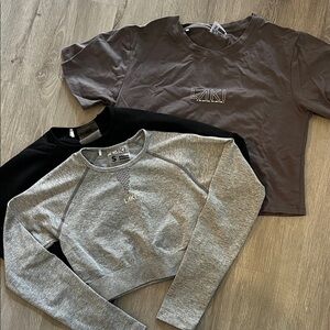 LAKI Cropped Tops - Gray, Black, Taupe